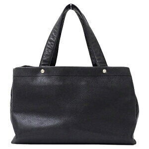 Chanel Tote Bag Leather Stitch Black Shoulder Wild